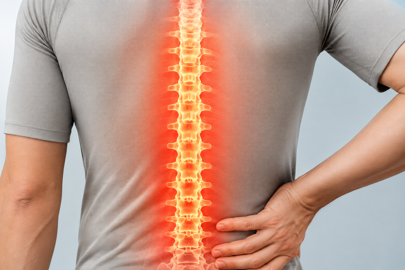 Man holding his lower back in pain